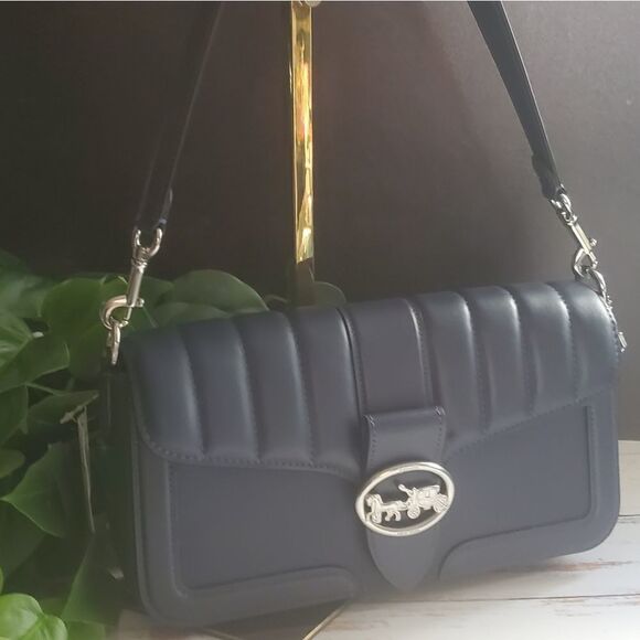 Coach Puffy Quilted Shoulder bag in Navy and Silver - Picture 4 of 14